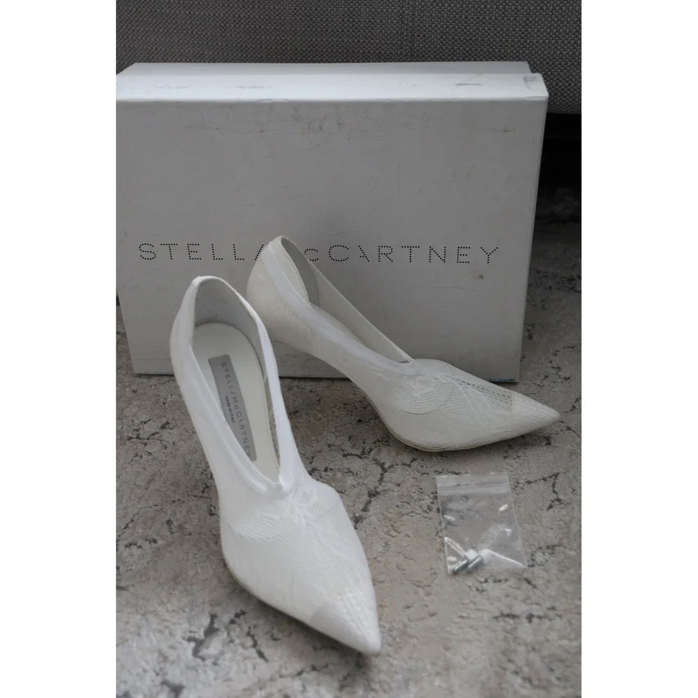 Stella McCartney White Lace Pointed Toe Stiletto‎ Heels Pumps Shoes